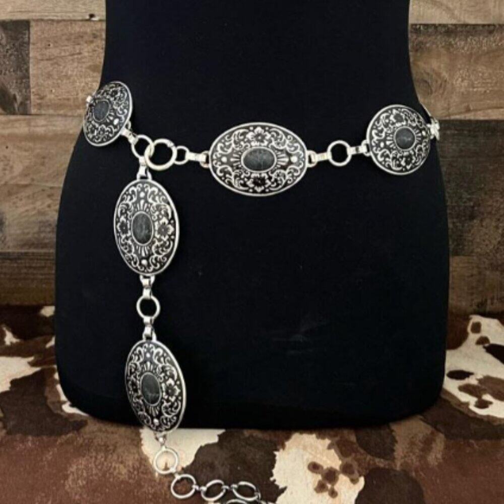 NWT Western Simi Stone Light Metal Concho Belt